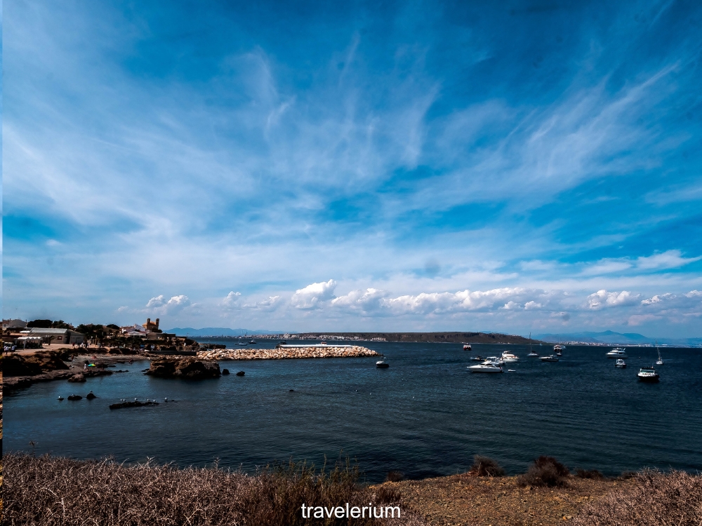 Tabarca Island with boats anchored